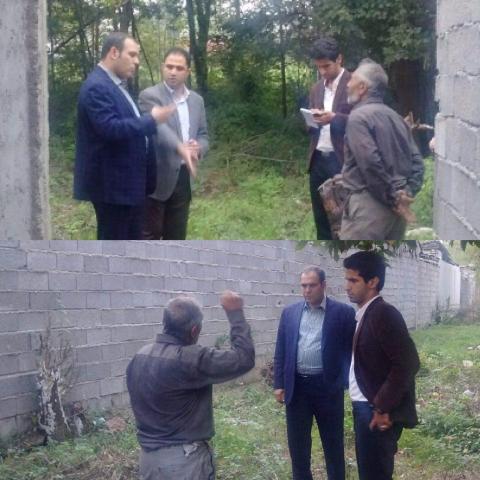 بازديدمهندس كاظمي و مهندس فقيه شجاعي ازخروجي مسيرلوله گذاري آبهاي سطحي شهر واقع در ضلع شرقي كمربندي لاهيجان